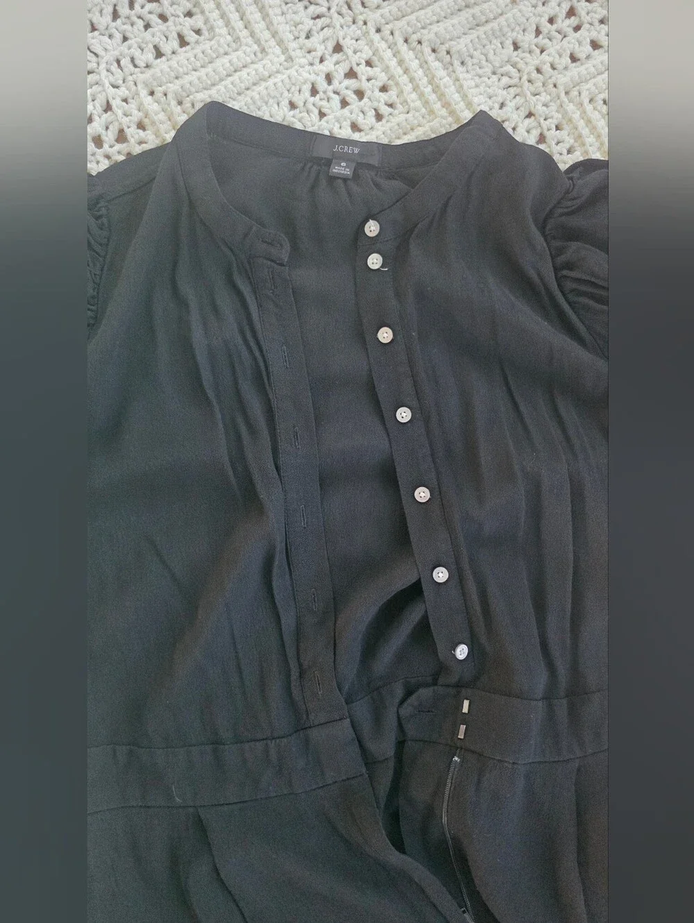 J. Crew Black Long-Sleeve Wide-Leg Jumpsuit